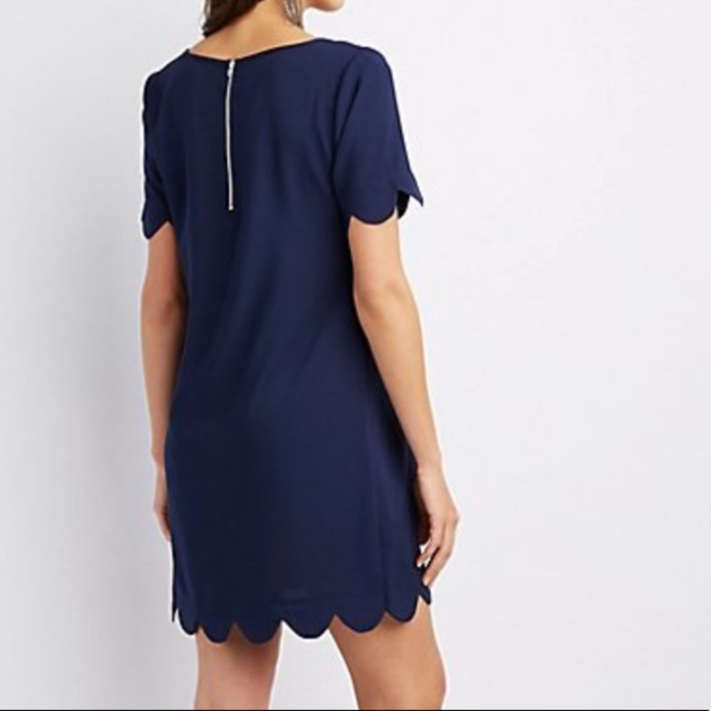 NWT Navy Scallop Shift Dress - Picture 2 of 2